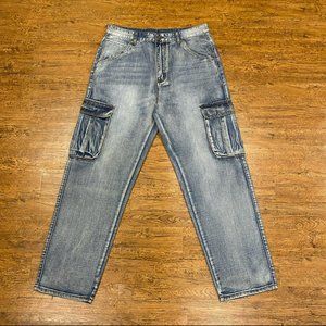 Vintage Y2K Play Bigg Blue Baggy Cargo Skater Jnco Style Denim Jeans Men's 36x32